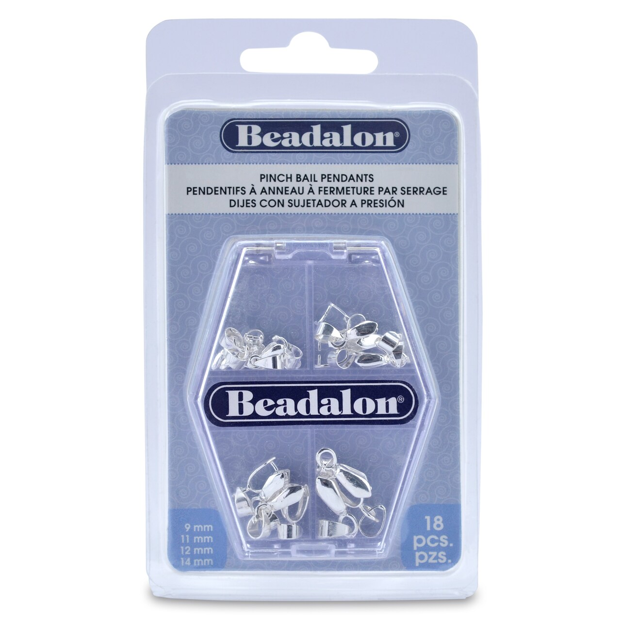Beadalon Pendant Pinch Bail Variety Pack 18/Pkg-Silver-Plated